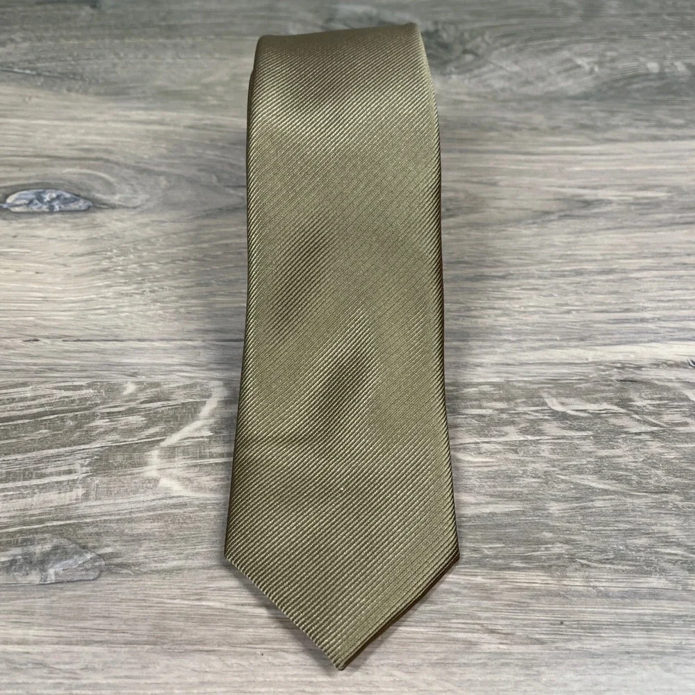 Mens Solid Brown Diagonal Stripe Necktie‎ Polyester Formal Business